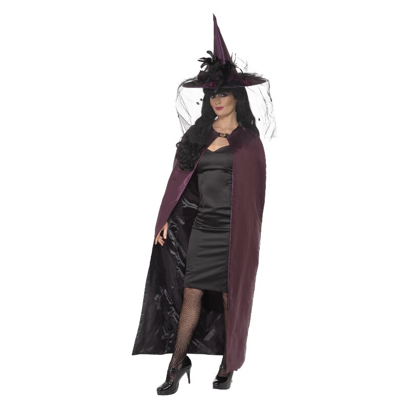 Pelerina Halloween Vrajitoare Reversibila Mov cu Negru